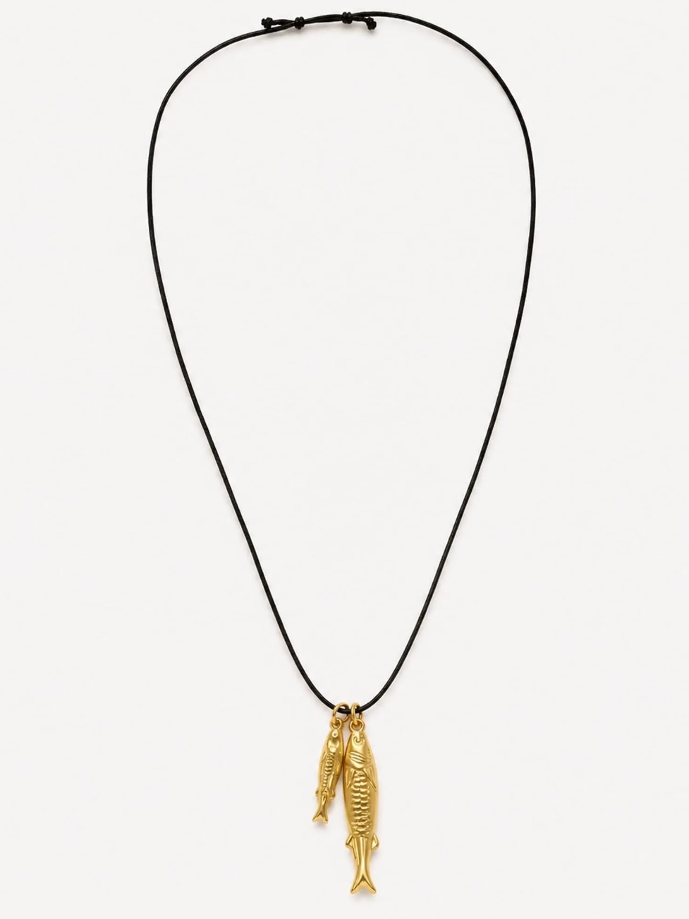 New Mayamar Double Gold Fish Pendant Necklace On Black Cord - Women Jewelry